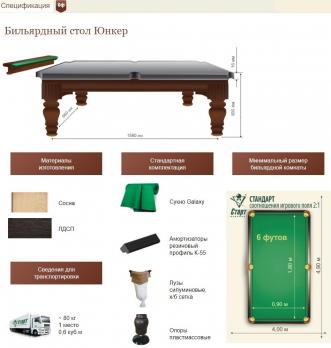 Бильярдный стол для пула Юнкер 6 футов